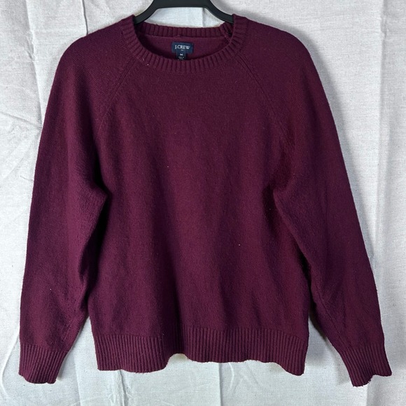 J. Crew Other - J. Crew Lambswool Blend Raglan Crewneck‎ Sweater Burgundy Maroon Women's Size M
